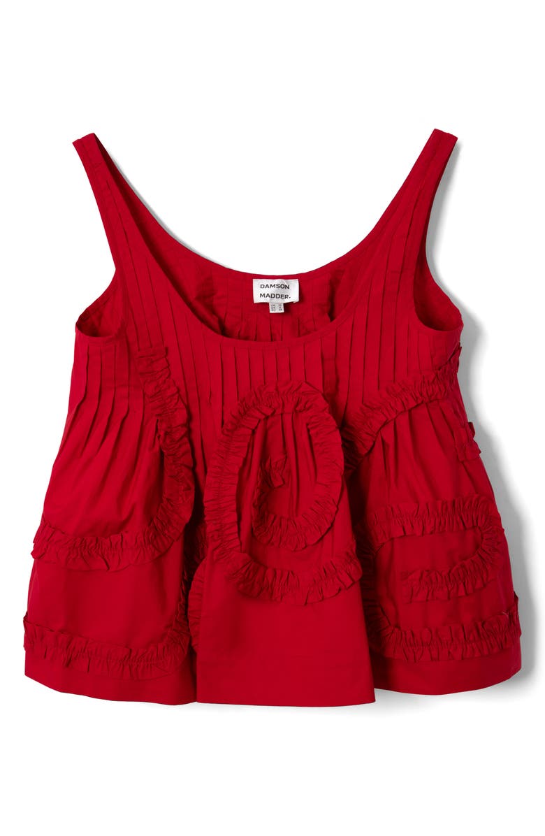 Damson Madder Stella Ruffle Flounce Organic Cotton Tank, Alternate, color, Red