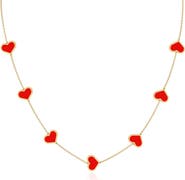 The Lovery Fine Jewelry Large Coral Heart Station Necklace
