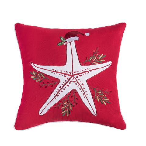 Sea Life Starfish Christmas Throw Pillow, 18" x 18"