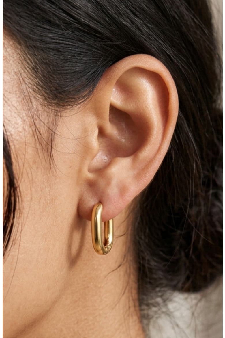 Halo Oval Hoop Earrings, Alternate, color, Gold