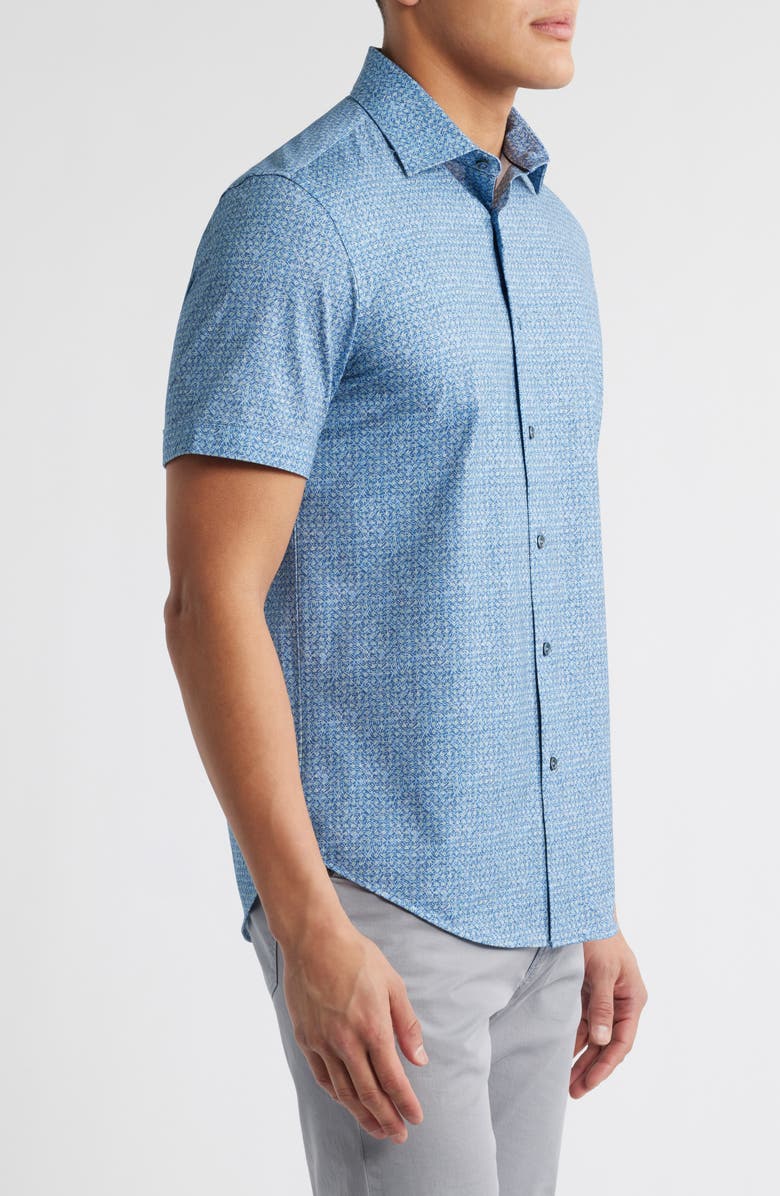 Bugatchi Miles OoohCotton<sup>®</sup> Abstract Print Short Sleeve Button-Up Shirt, Alternate, color, 