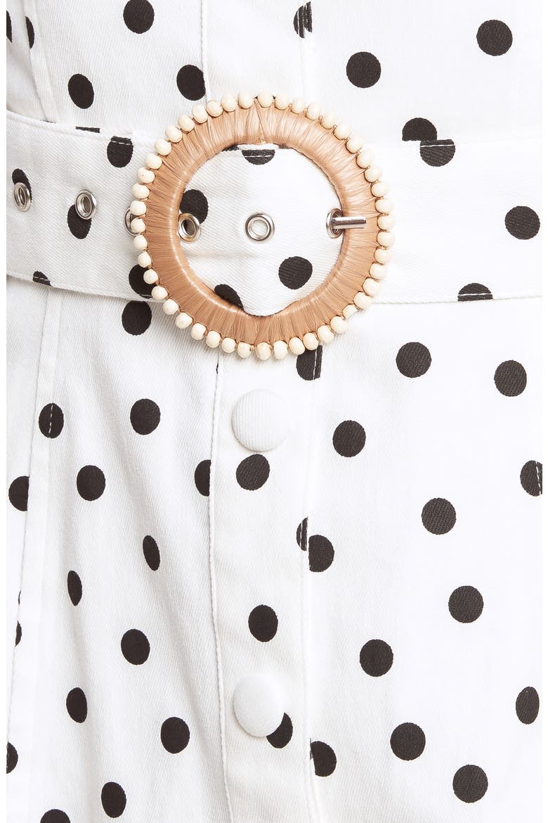 Polka Dot Belted Minidress, Alternate, color, WHITE BLACK