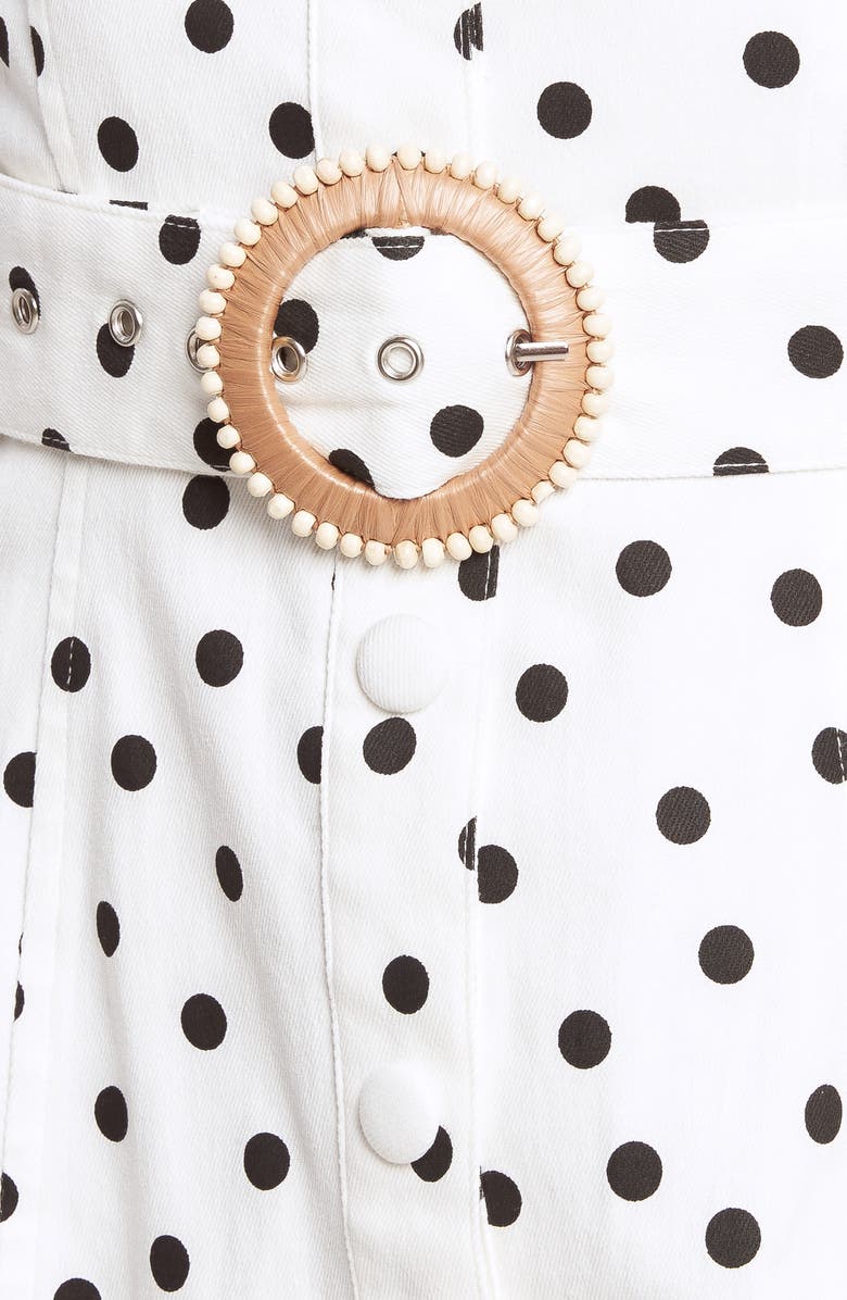 FLYING TOMATO Polka Dot Belted Minidress, Alternate, color, White Black