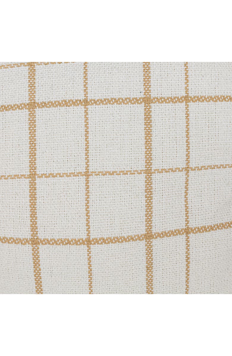 Foreside Home and Garden Handwoven Modern Plaid Pillow, 18" x 18" Tan Cotton With Polyester Fill, Alternate, color, Beige