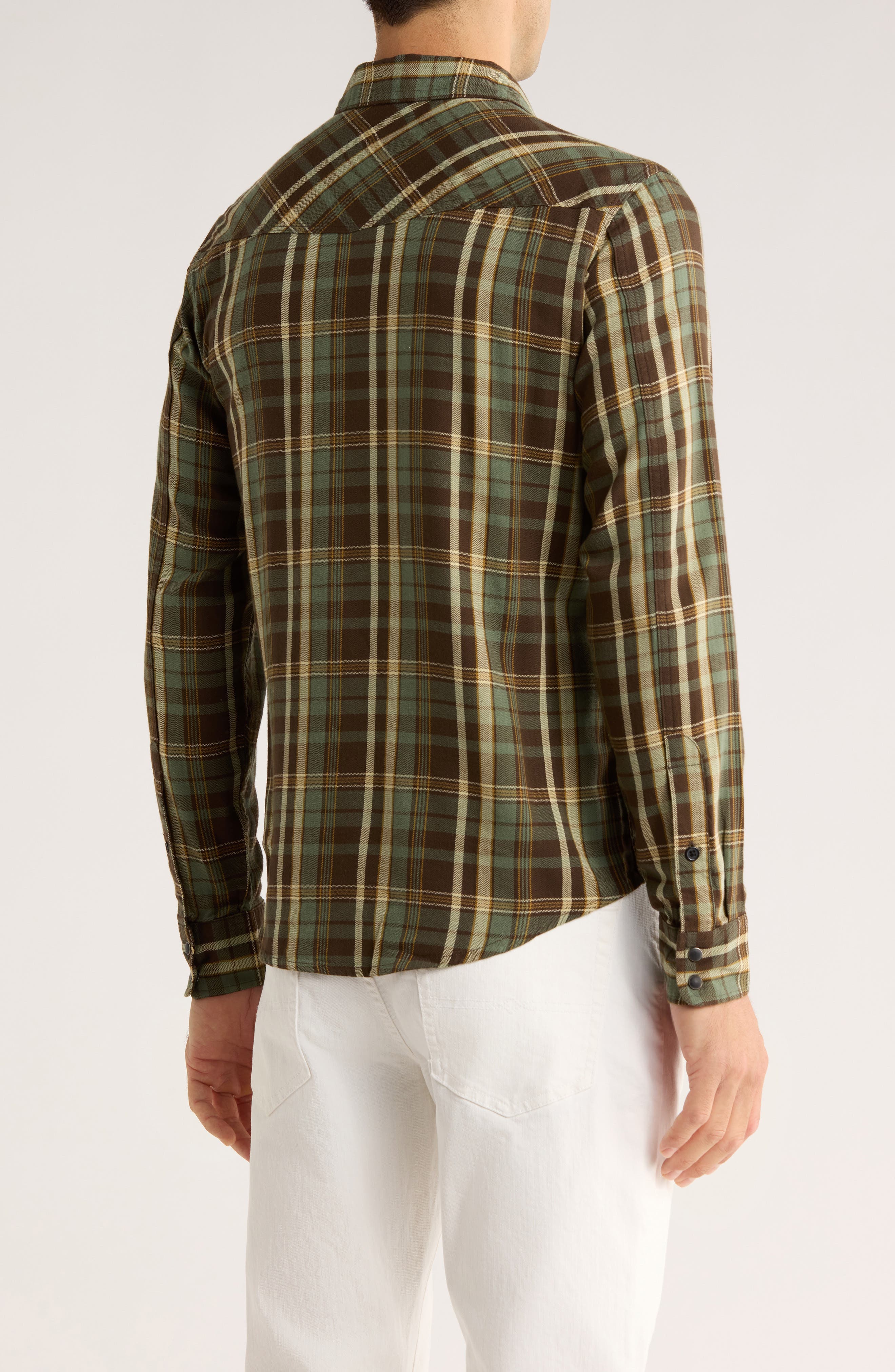 Herringbone Plaid Western Work Shirt - image 2