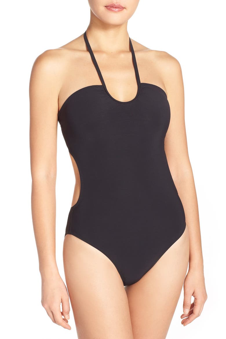 One-Piece Swimsuit, Main, color, BLACK