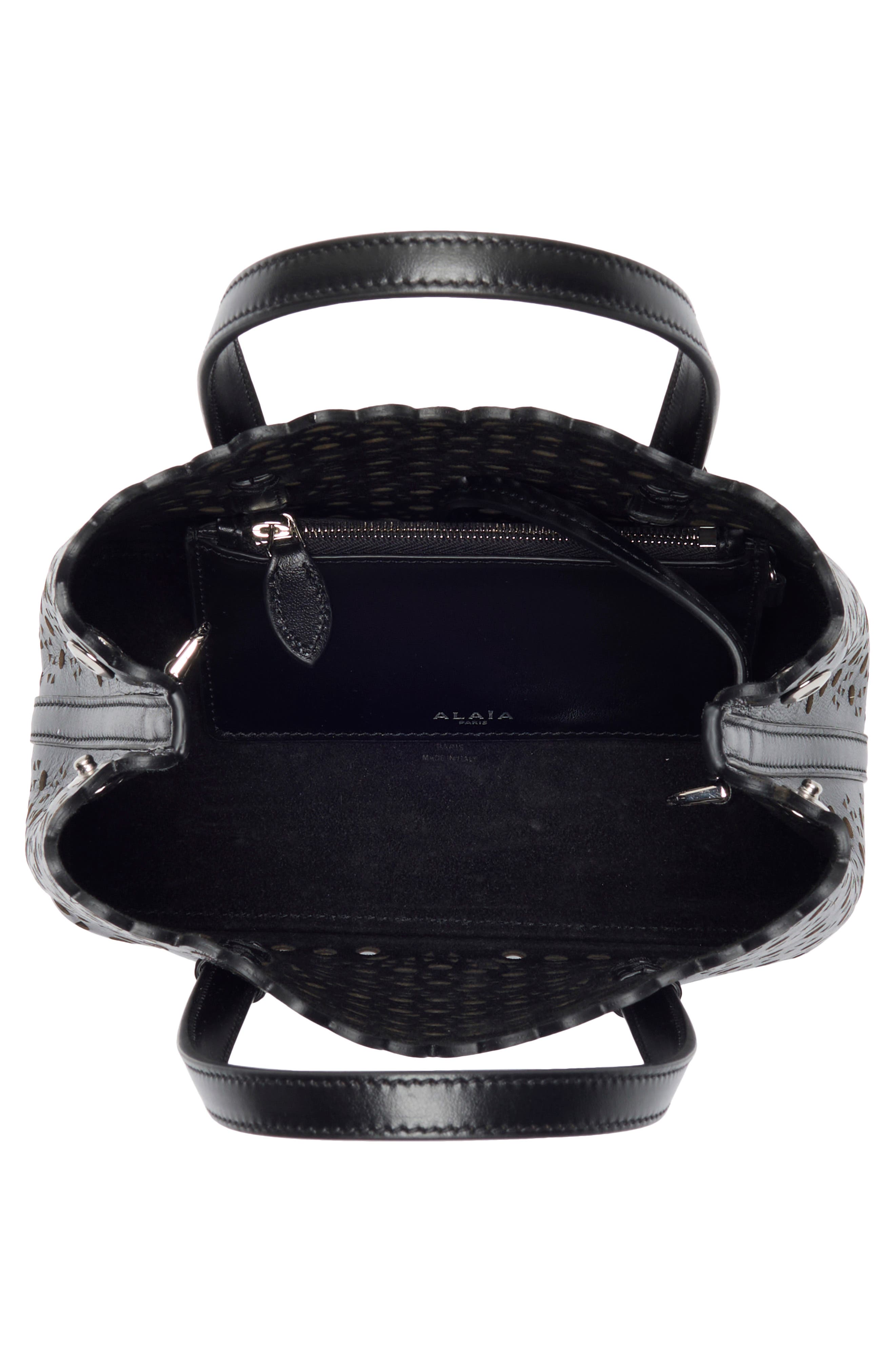 Mina Leather Top Handle Bag, Alternate, color, NOIR 999
