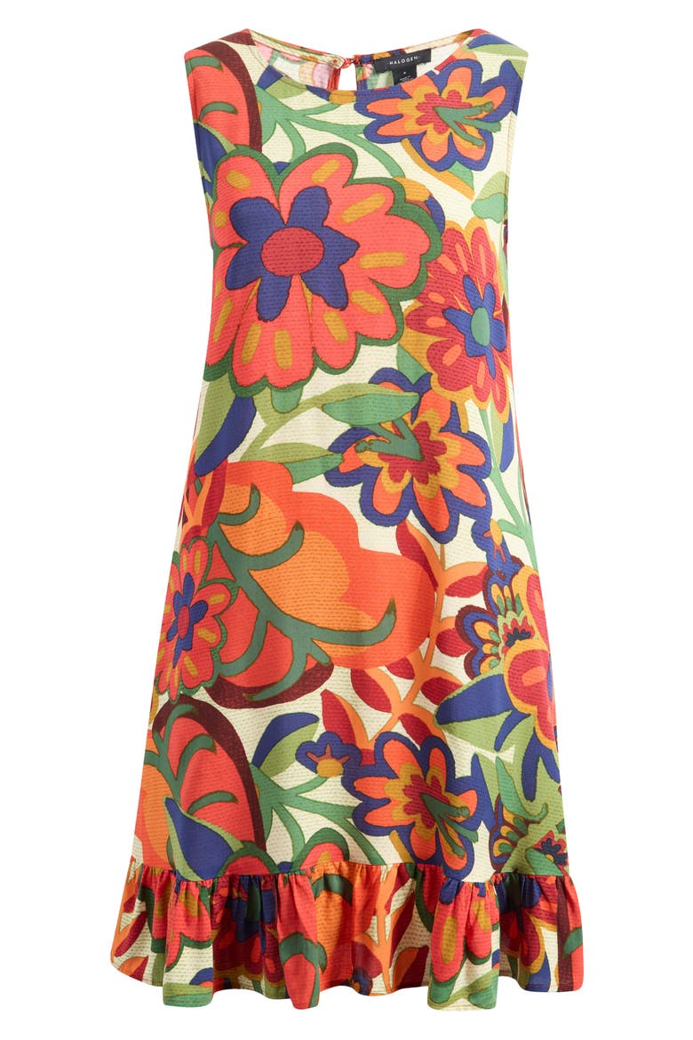 Ruffle Hem Shift Dress, Alternate, color, HIBISCUS RED