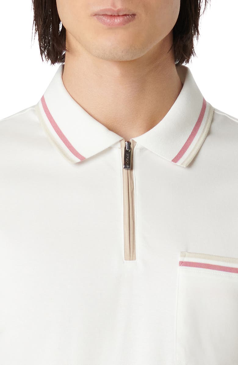 Bugatchi Quarter Zip Pocket Polo, Alternate, color, Chalk