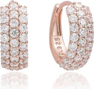 SUZY LEVIAN Three Row Pavé Huggie Hoop Earrings