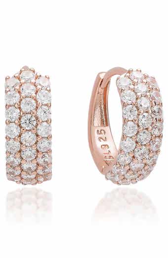 Three Row Pavé Huggie Hoop Earrings