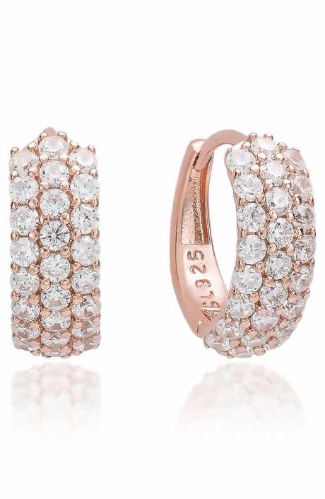 SUZY LEVIAN Three Row Pavé Huggie Hoop Earrings