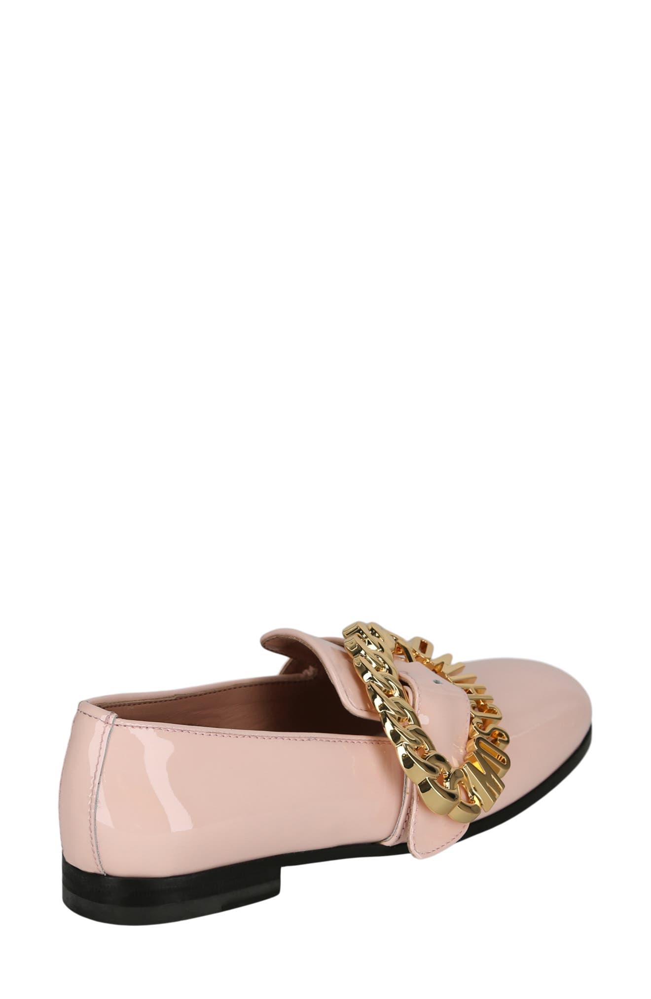 Moschino Big Buckle Patent Leather Loafer, Alternate, color, Pink