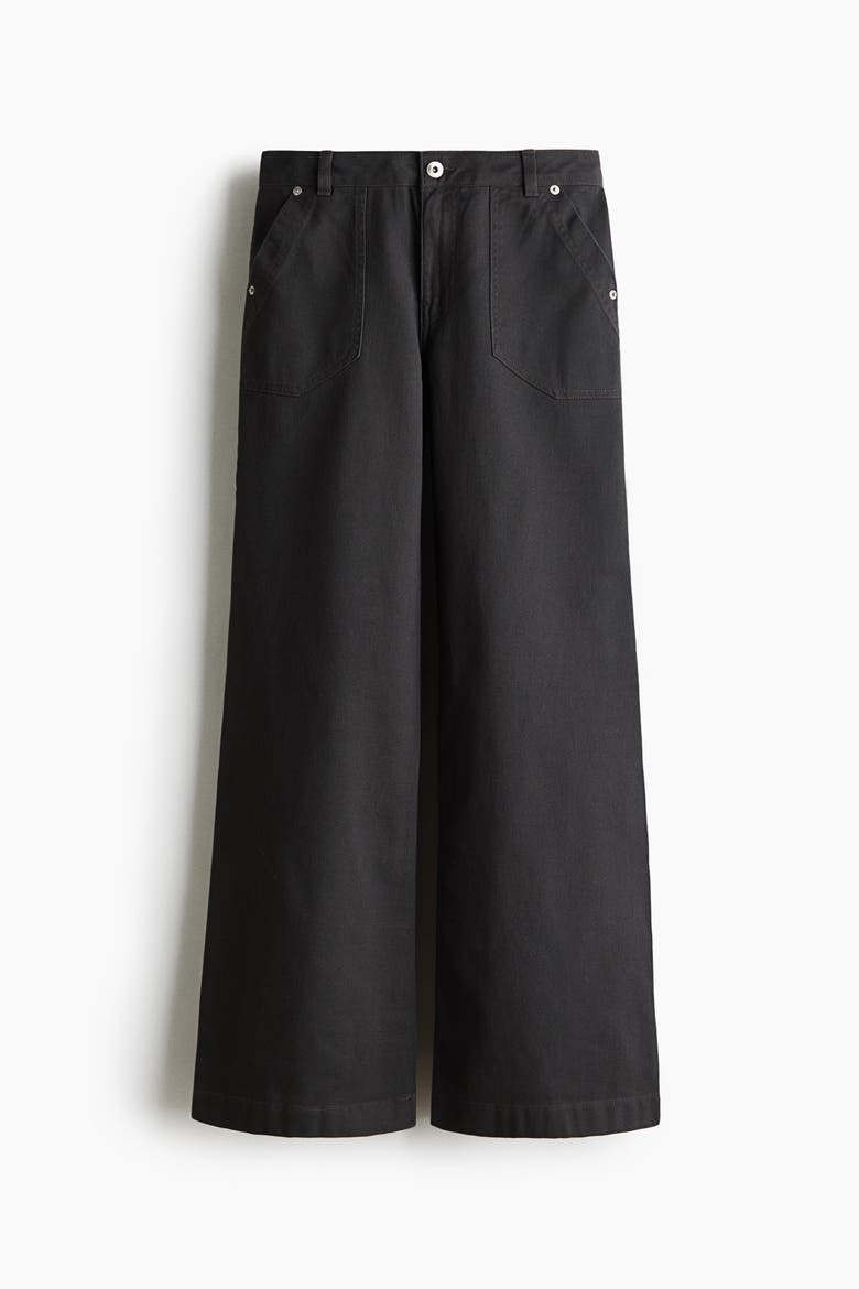 Wide-leg Cotton Twill Pants, Alternate, color, Dark gray