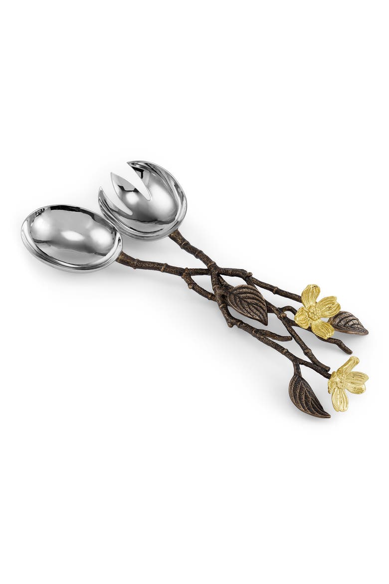 Dogwood Set of 2 Serving Utensils, Alternate, color, BRASS/ GOLD