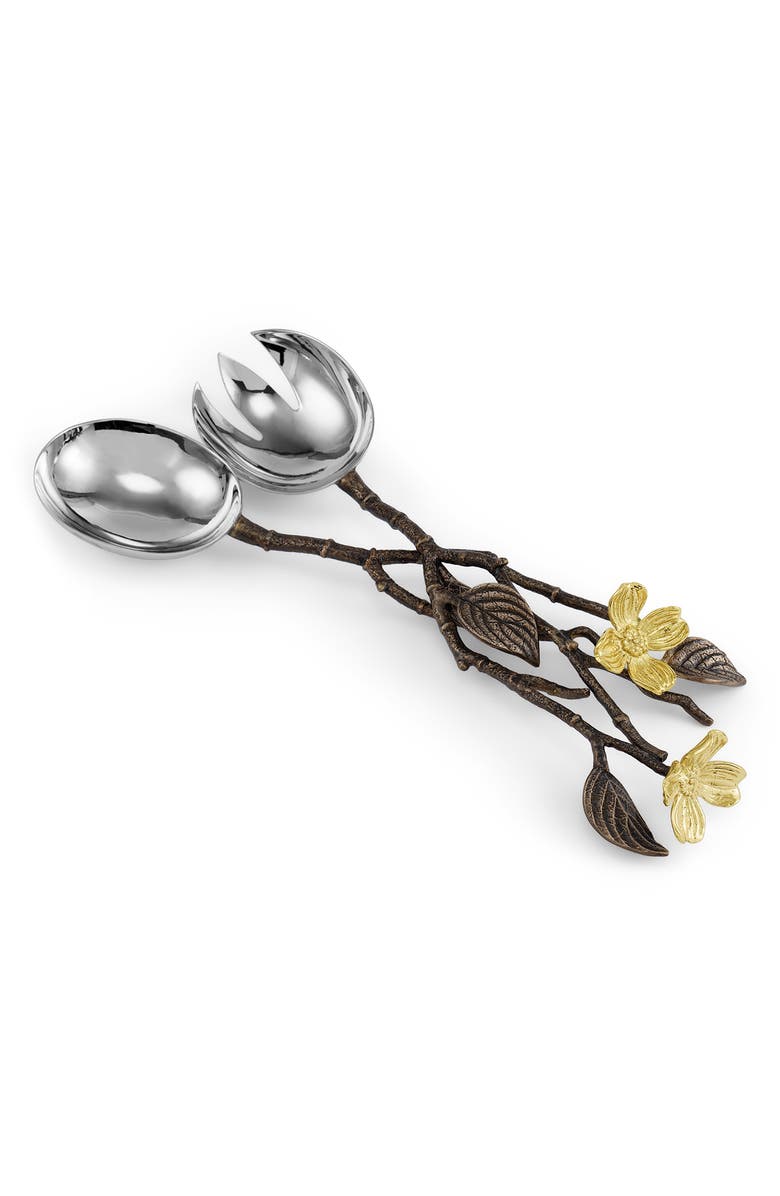 Michael Aram Dogwood Set of 2 Serving Utensils, Alternate, color, Brass/ Gold