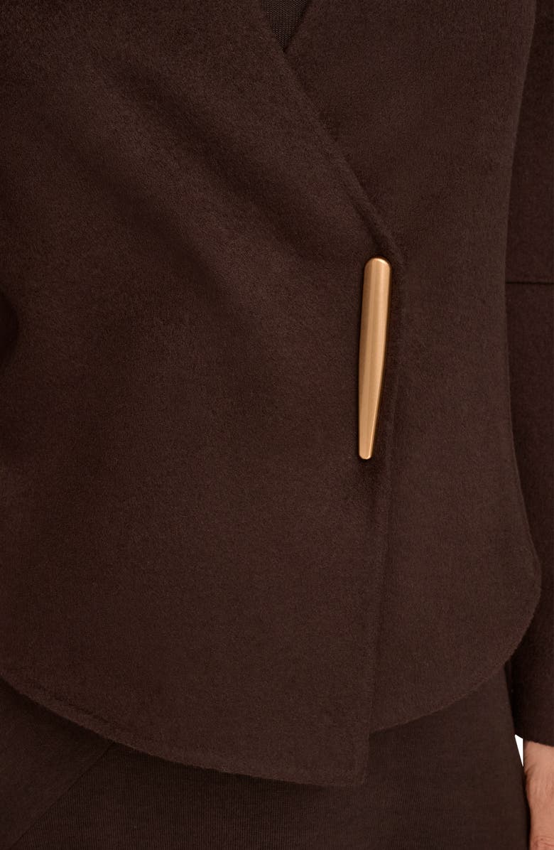Donna Karan New York Asymmetric Wool Blend Jacket, Alternate, color, Chocolate