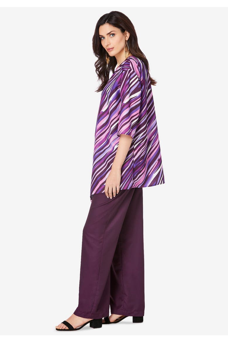 Three Piece Pant Suit, Alternate, color, COOL ABSTRACT STRIPE