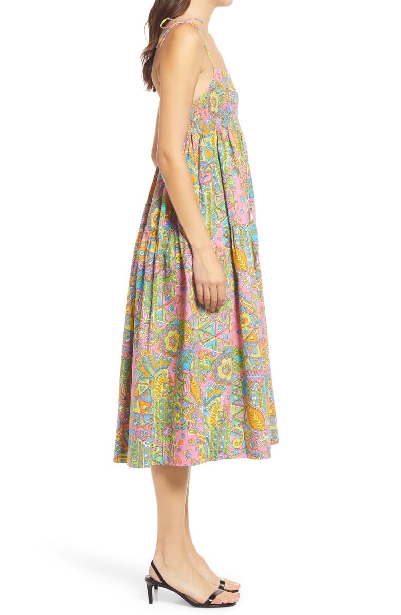 S/W/F Floral Print A-Line Cotton Dress, Alternate, color, 