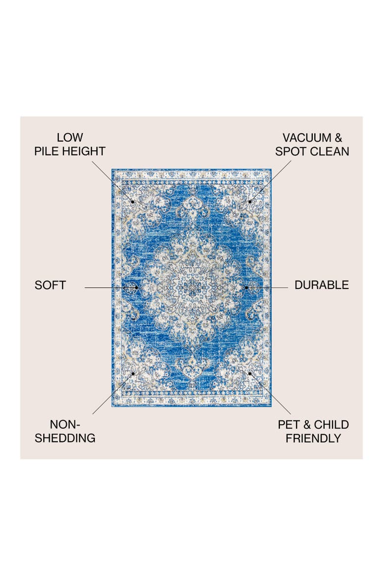 Bohemian FLAIR Boho Vintage Medallion Area Rug, Alternate, color, Blue/Cream