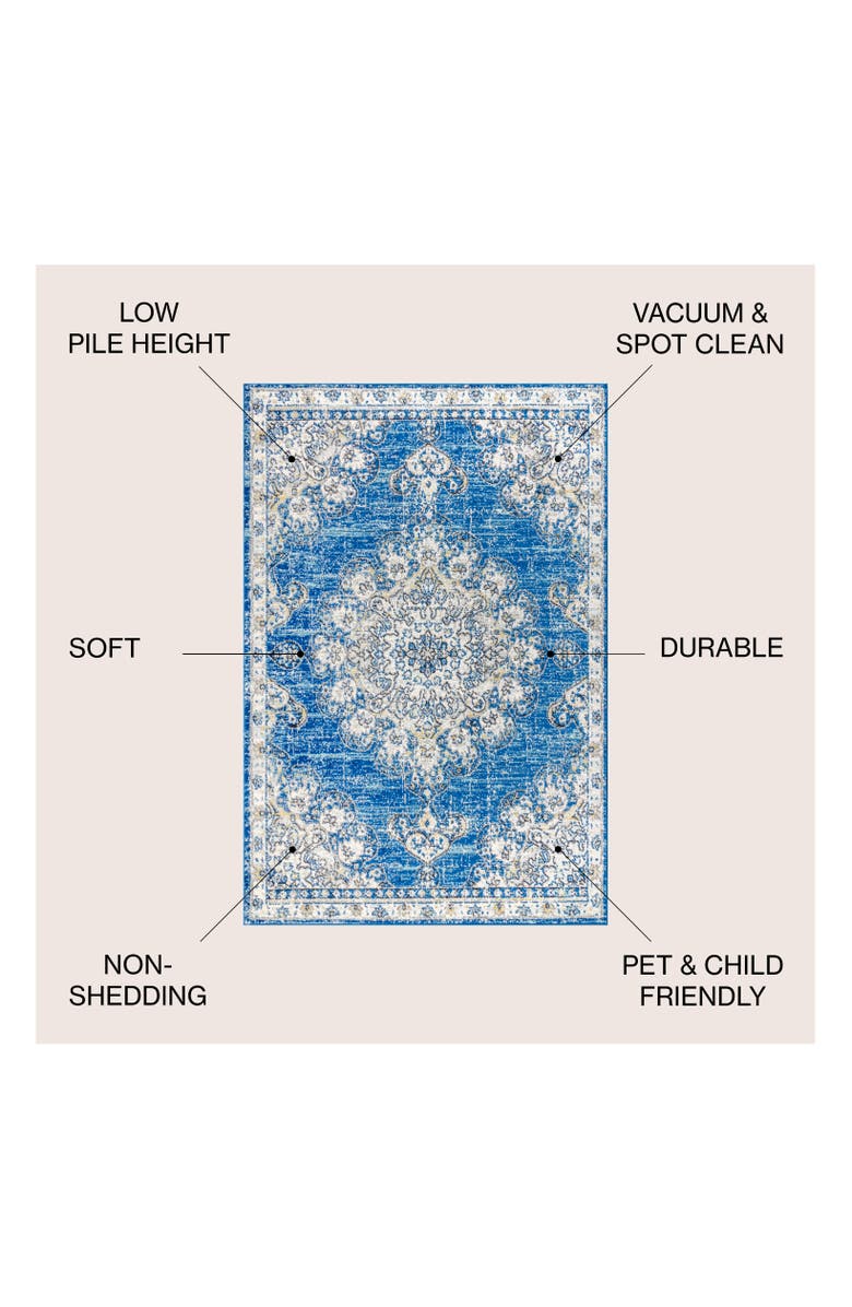JONATHAN Y Bohemian FLAIR Boho Vintage Medallion Area Rug, Alternate, color, Blue/Cream