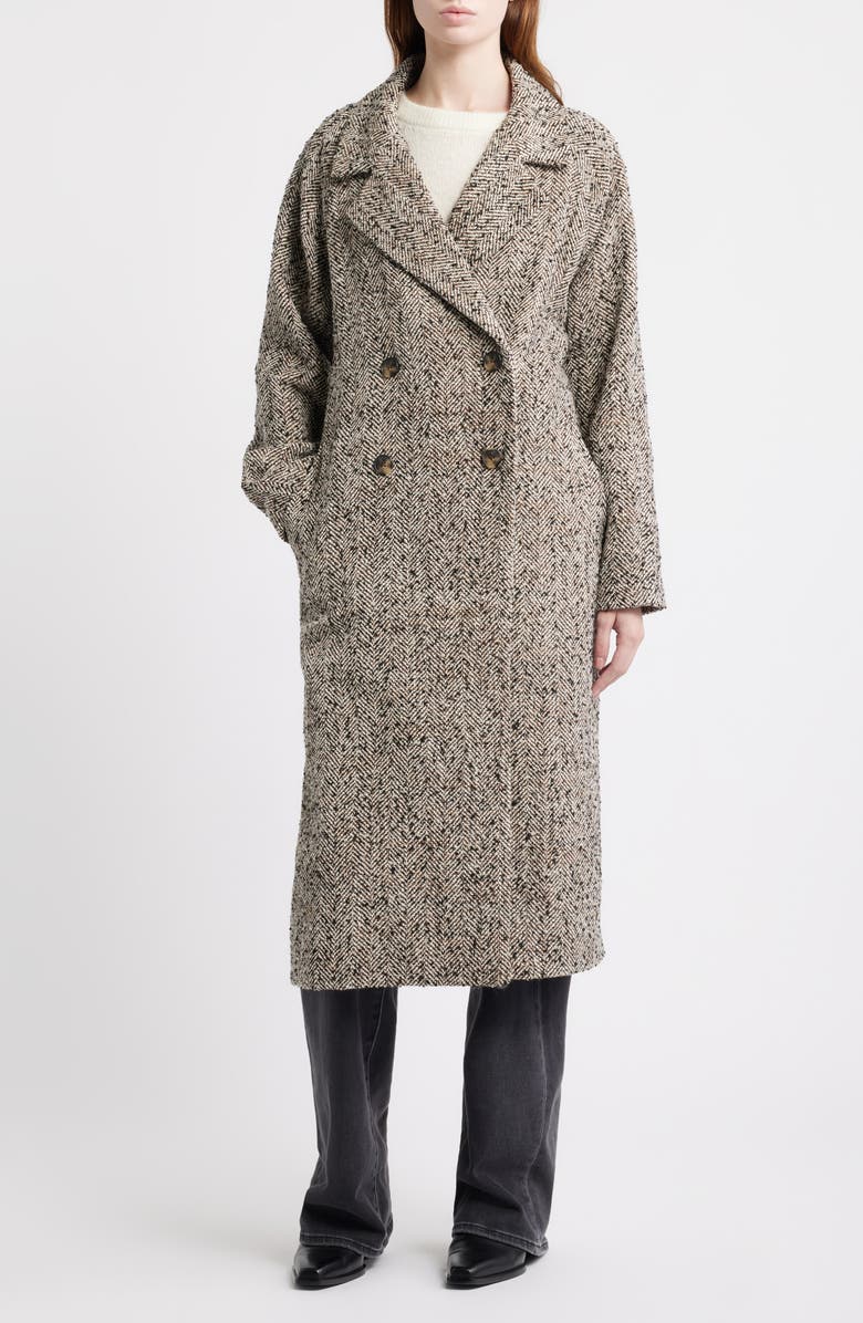 Treasure & Bond Herringbone Tweed Coat, Main, color, Brown- Black Tweed