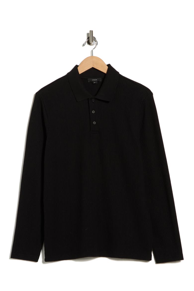 Variegated Waffle Stitch Polo, Alternate, color, BLACK