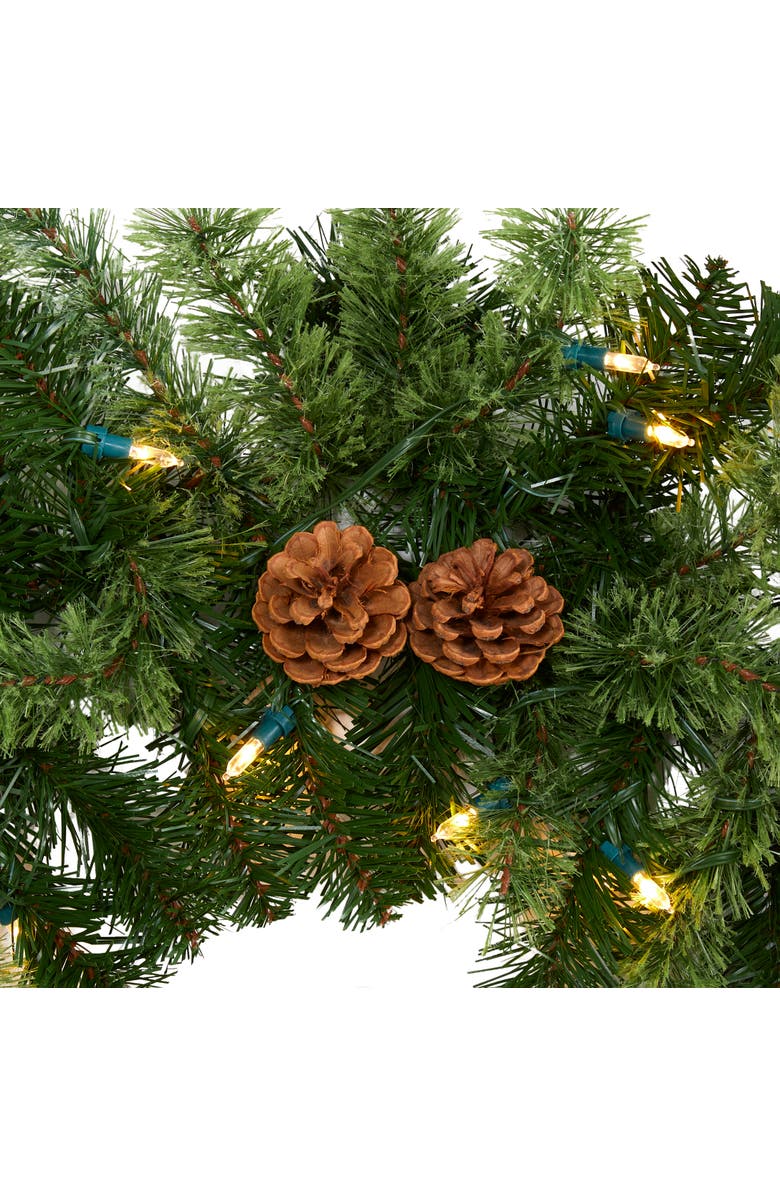NEARLY NATURAL 6-ft Christmas Artificial Garland with 50 Clear LED Lights and Pine Cones, Alternate, color, Green