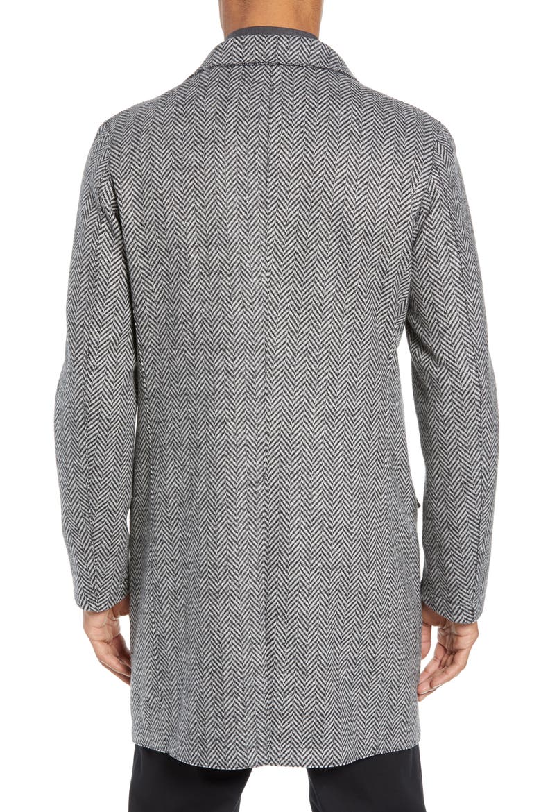 Trim Fit Wool Blend Top Coat, Alternate, color, GREY