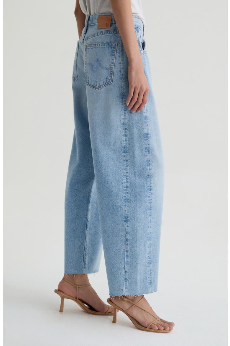 Hattie Raw Hem High Waist Crop Barrel Jeans, Alternate, color, GESTURE