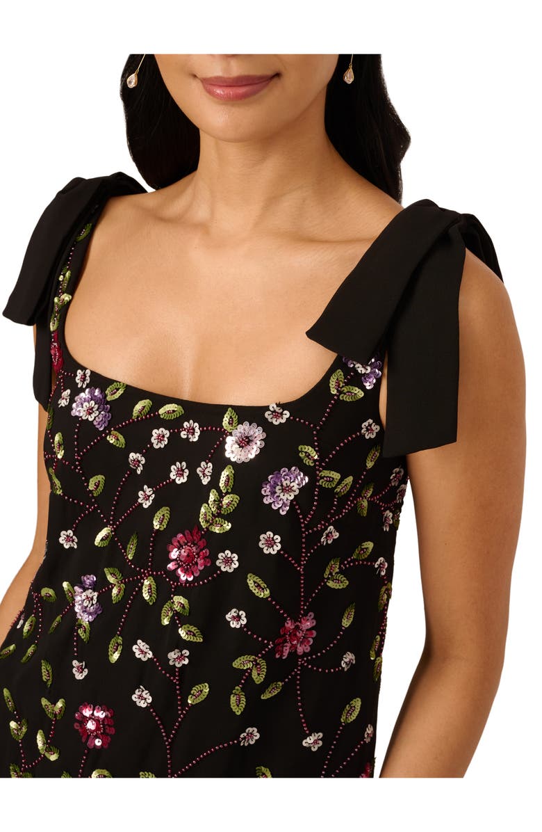 Adrianna Papell Beaded Sleeveless Shift Dress, Alternate, color, Black Multi