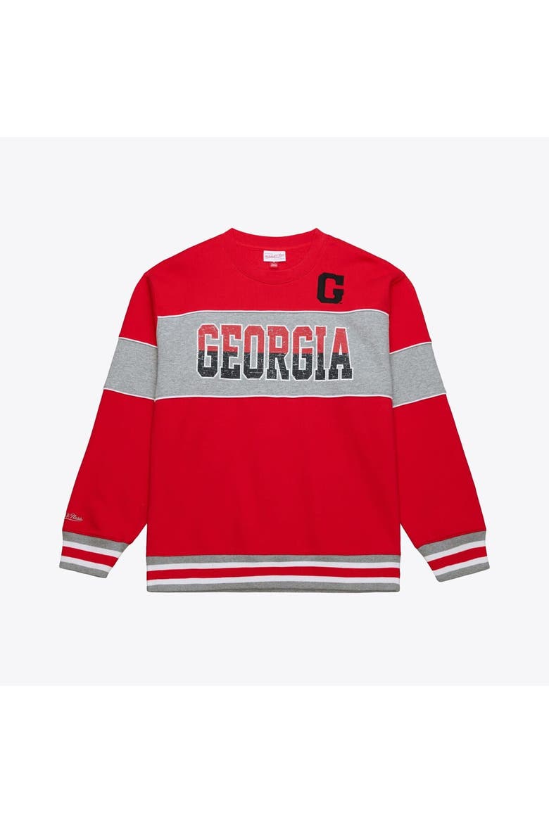 Men's Mitchell & Ness  Red Georgia Bulldogs Fleece Sweatshirt, Main, color, Red