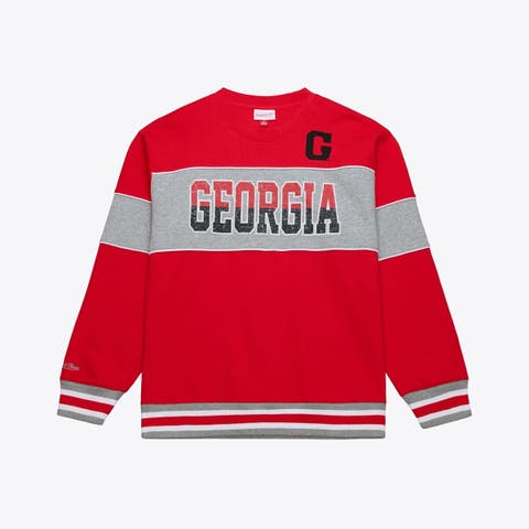Men
s Mitchell 
Ness  Red Georgia Bulldogs Fleece Sweatshirt