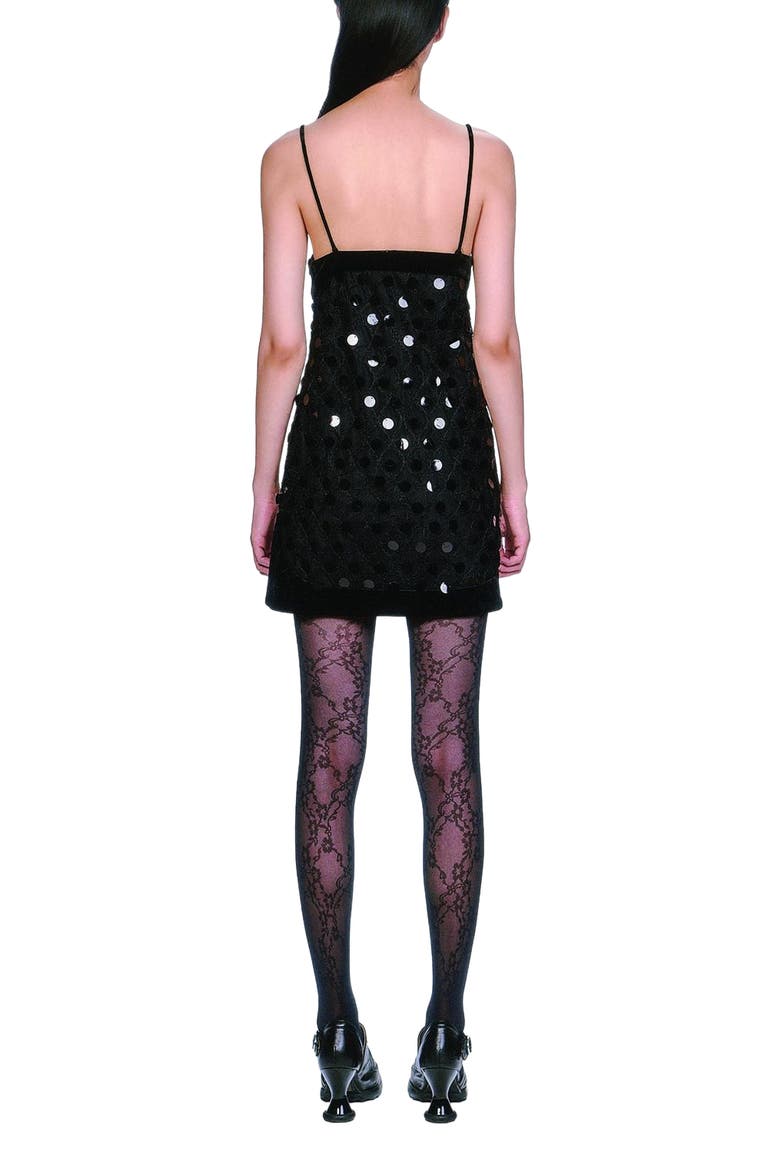 Mesh Pailettes Mini Dress, Alternate, color, Black