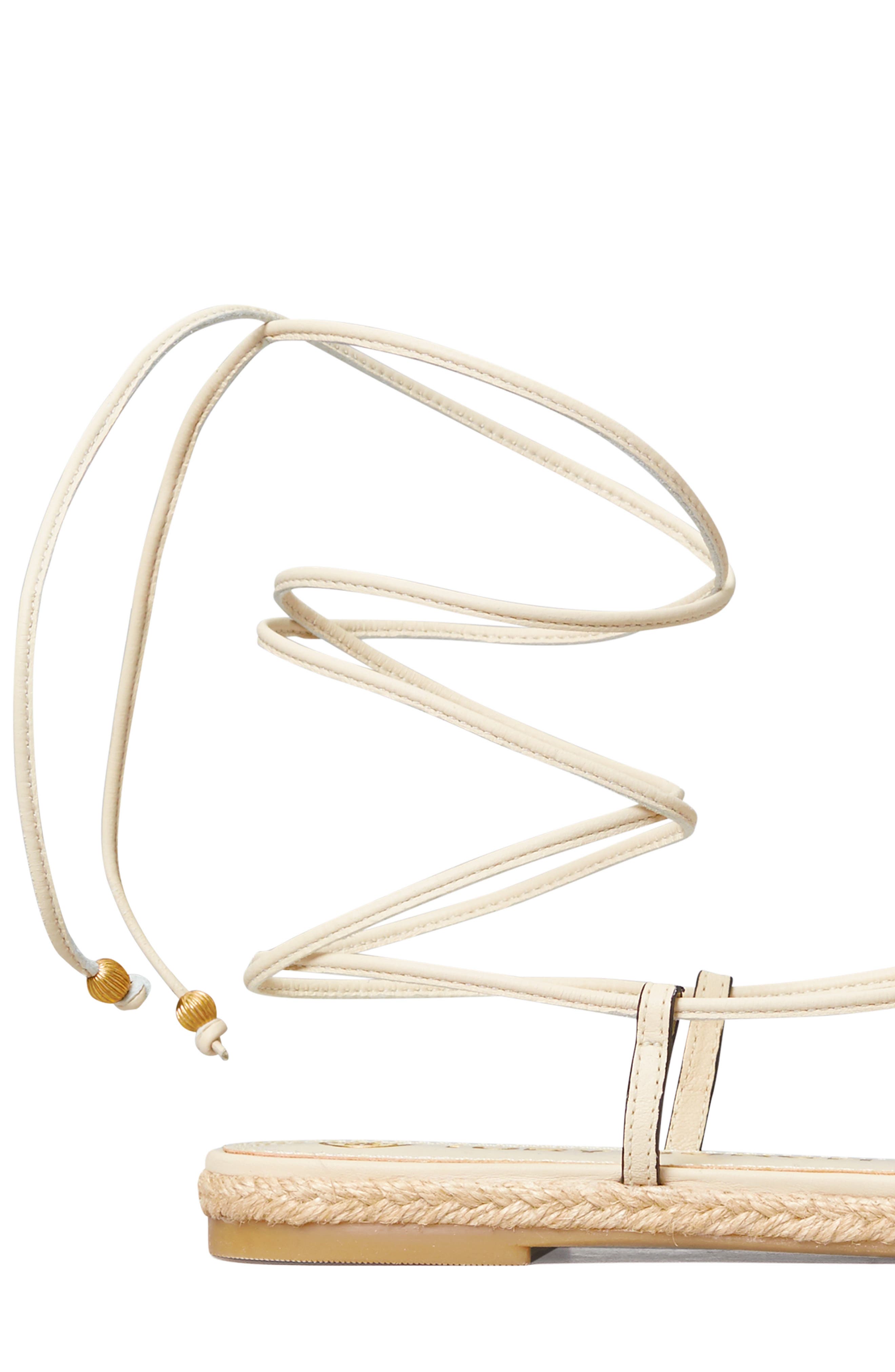 Tory Burch Basketweave Lace-Up Sandal, Alternate, color, 