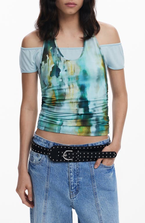 Desigual Halter Neck Top In Blue