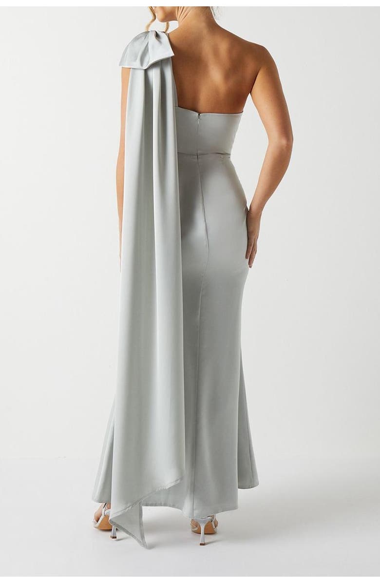 Coast Bow One Shoulder Satin Dress, Alternate, color, Sage