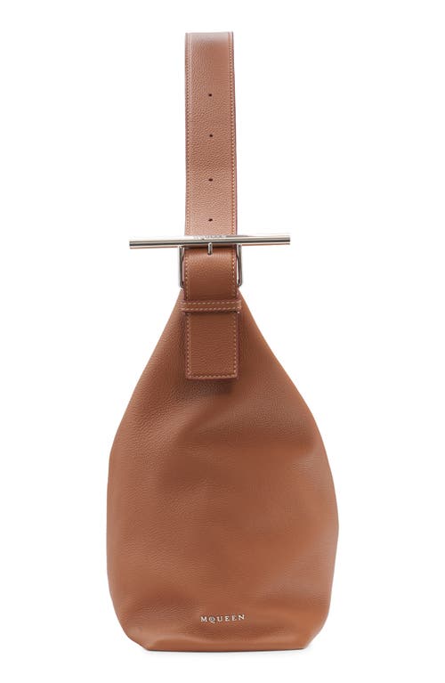 Alexander Mcqueen Mcqueen T-bar Sling Hobo Bag In 2116 Pecan/silver