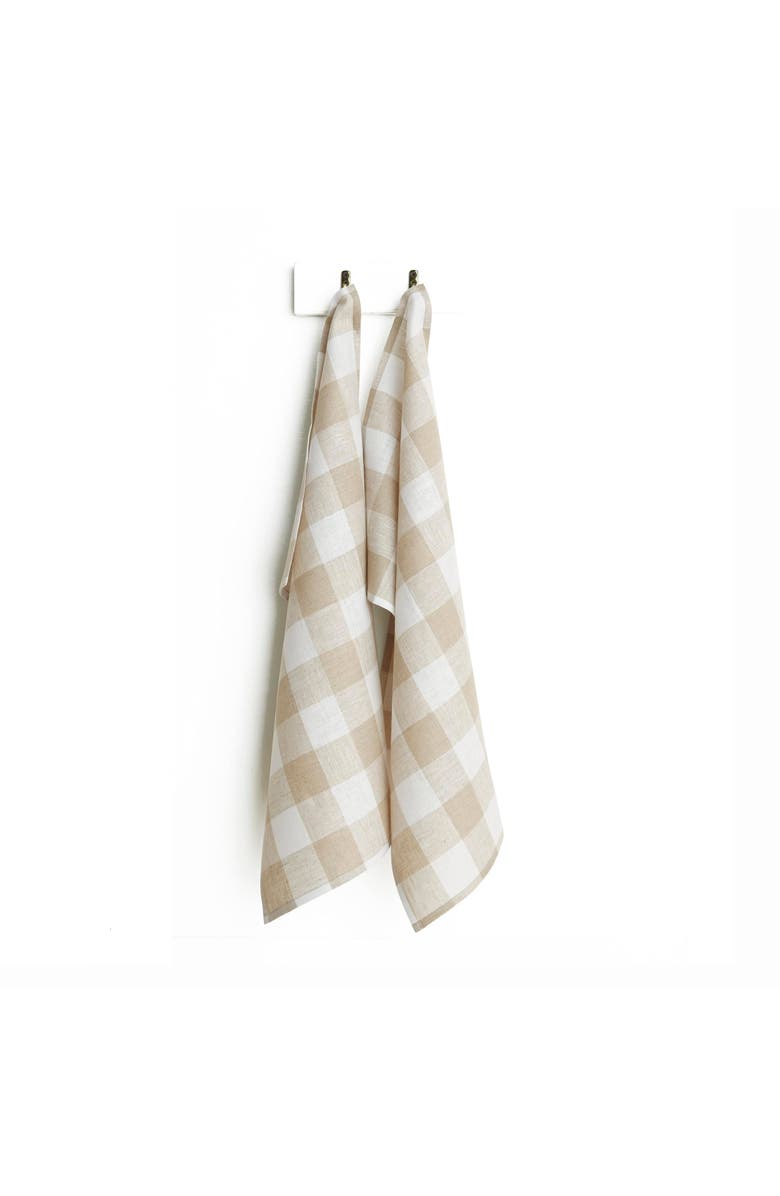 Solino Home Linen Kitchen Towels - Buffalo Check, Alternate, color, Natural And White