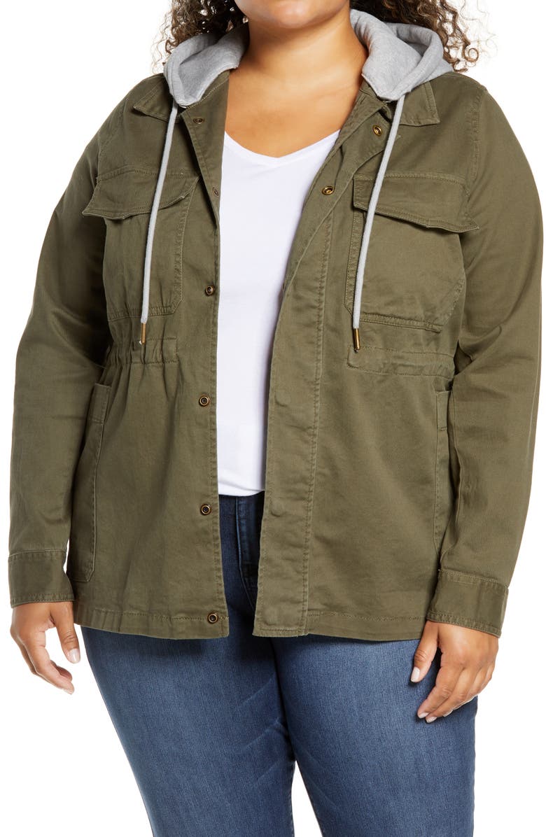 Caslon<sup>®</sup> Hooded Utility Jacket, Main, color, 