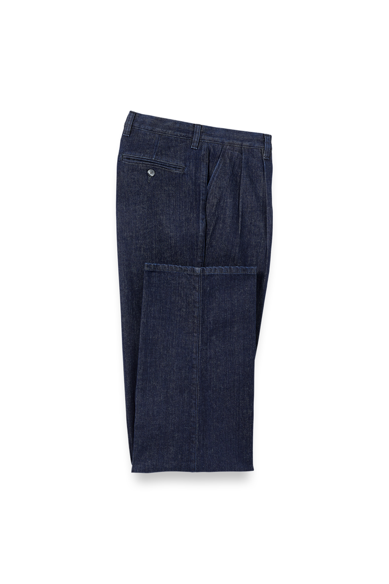 Denim Pleated Pants, Main, color, Dark Blue