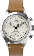Timex® Weekender Chronograph Leather Strap Watch, 40mm