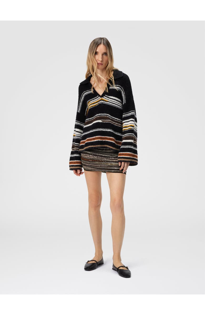 Missoni Oversized Long Sleeve Polo With Striped Inlay, Alternate, color, Multicoloured