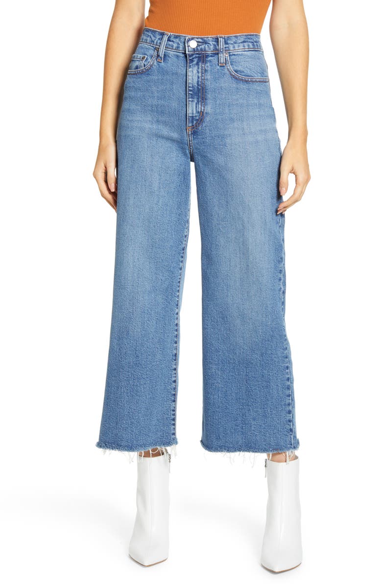 Nobody Denim Milla High Waist Fray Hem Crop Wide Leg Jeans, Main, color,