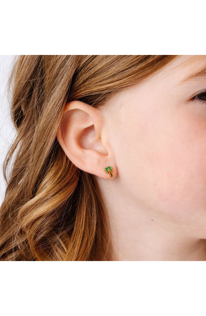Pip Pop Palm Tree Stud Earrings, Alternate, color, Green
