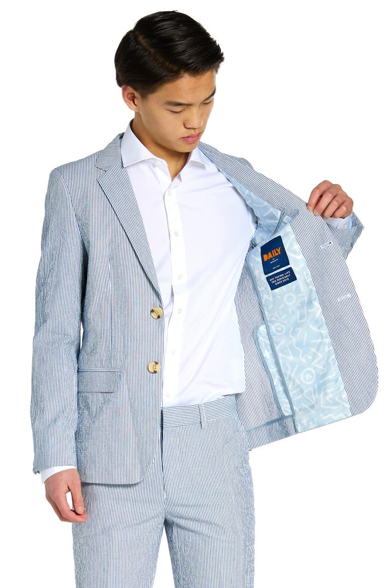Kids' Seersucker Two-Piece Suit, Alternate, color, BLUE