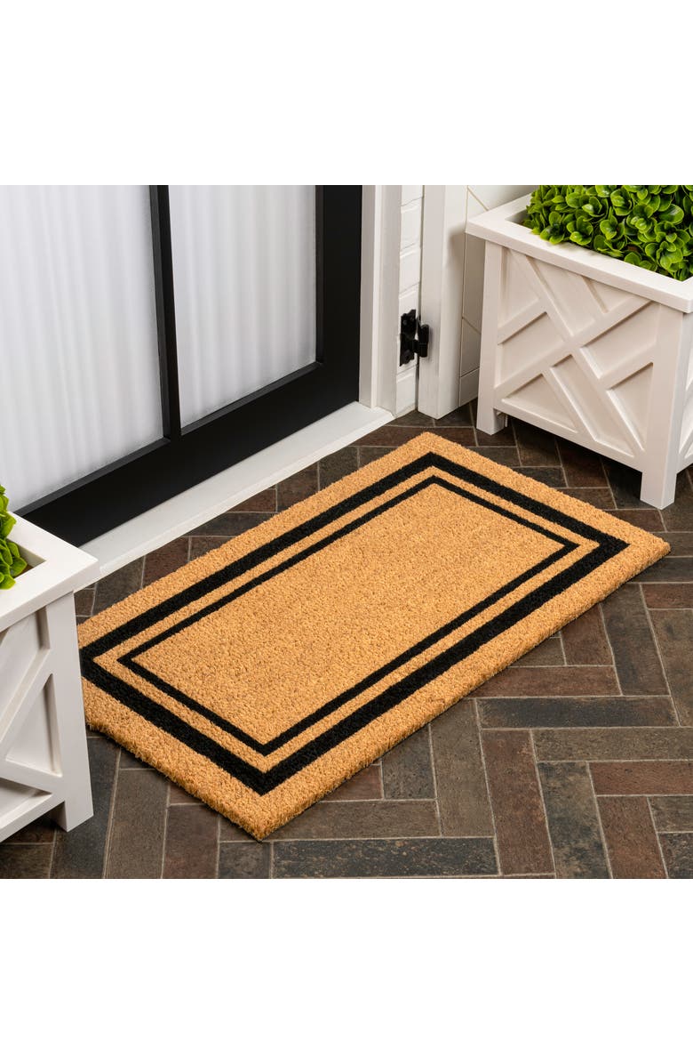 JONATHAN Y Peater Classic Casual Commerical Natural Coir Indoor/Outdoor Mat, Alternate, color, Natural Black Border