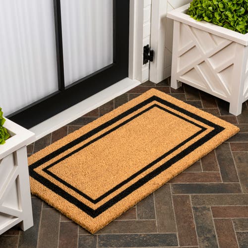 Jonathan Y Peater Classic Casual Commerical Natural Coir Indoor/outdoor Mat In Black