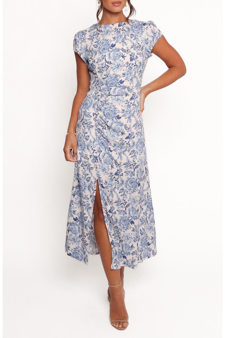 blue floral print midi dress Floral Dressed Up Royal Blue Floral Print Midi Dress