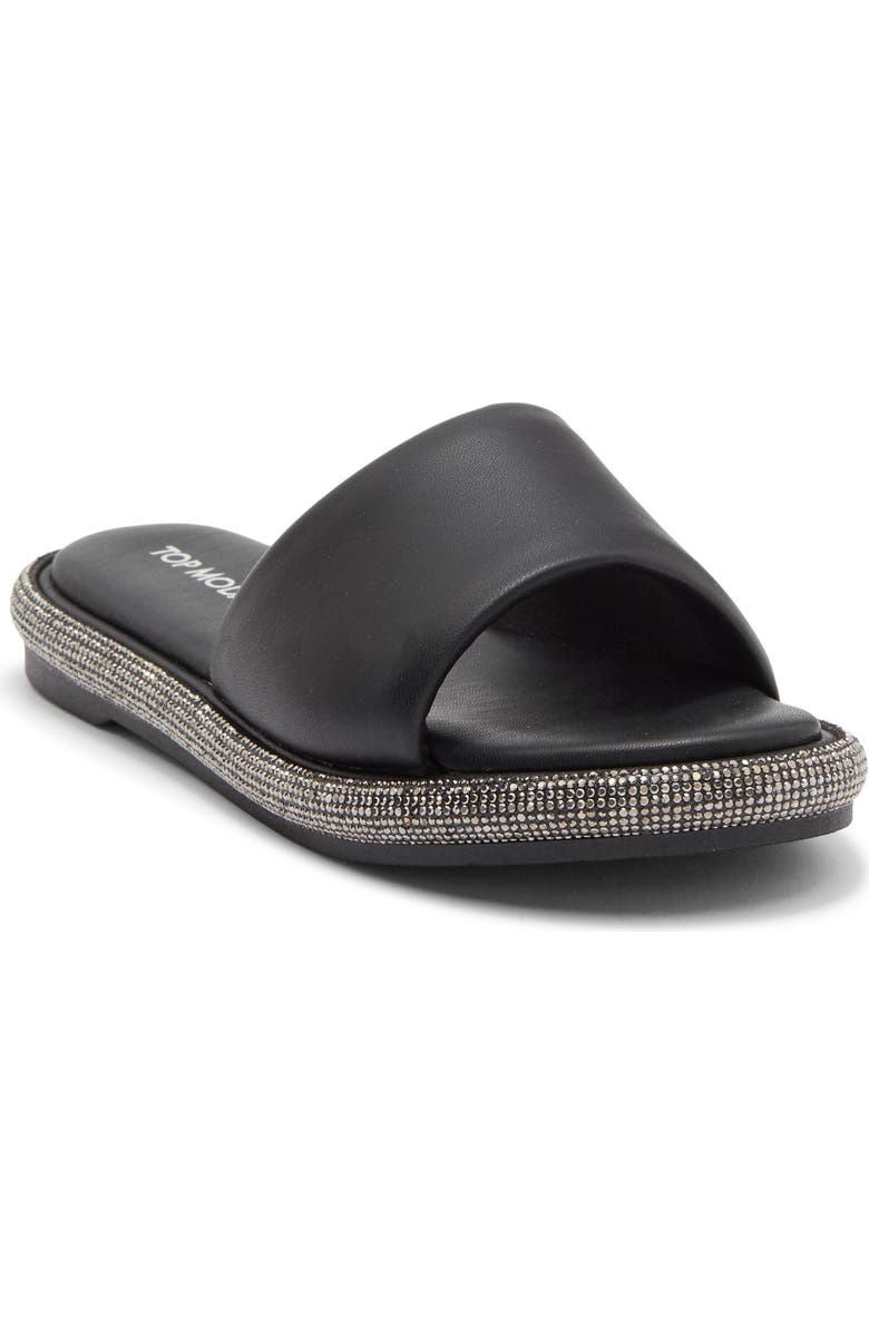 TOP MODA Memphis Slide Sandal, Main, color, Black Pu